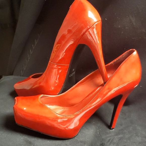 SQUARE TOE ALDO RED PATENT PU PUMPS 9 - Picture 2 of 9